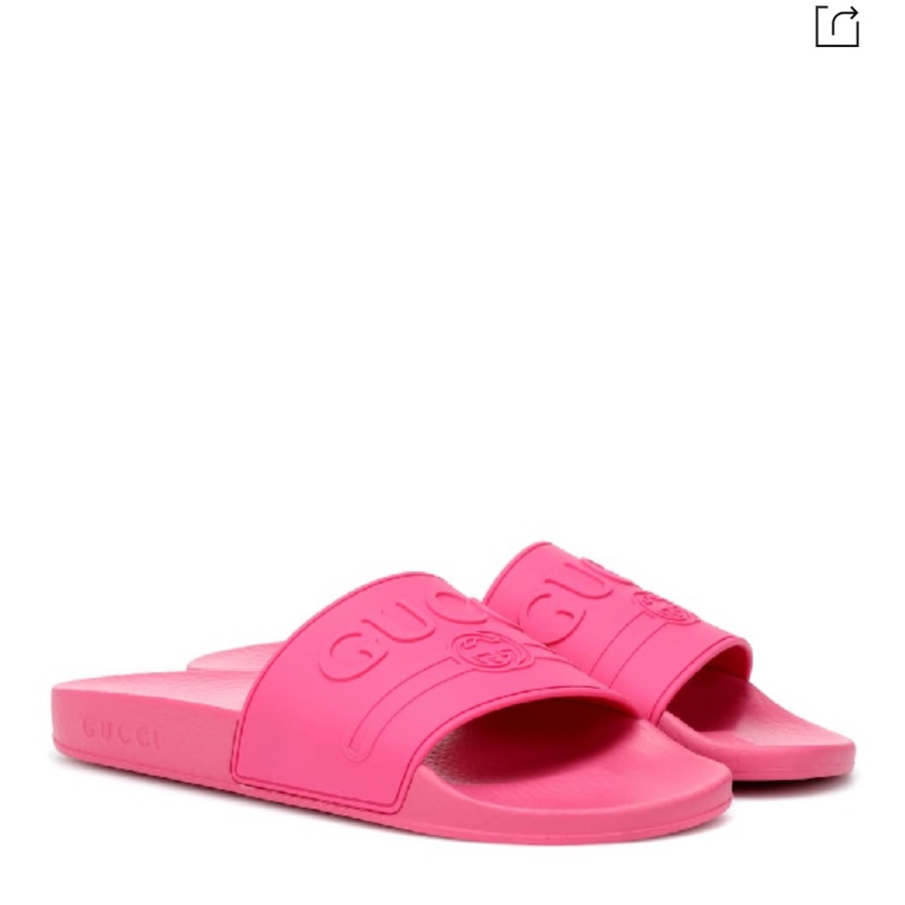 Pink Rubber Gucci Slide sandals 37